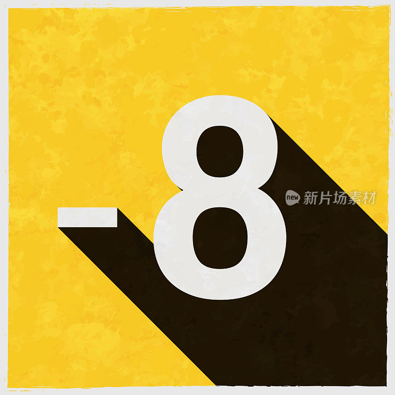8 - 8。图标与长阴影的纹理黄色背景